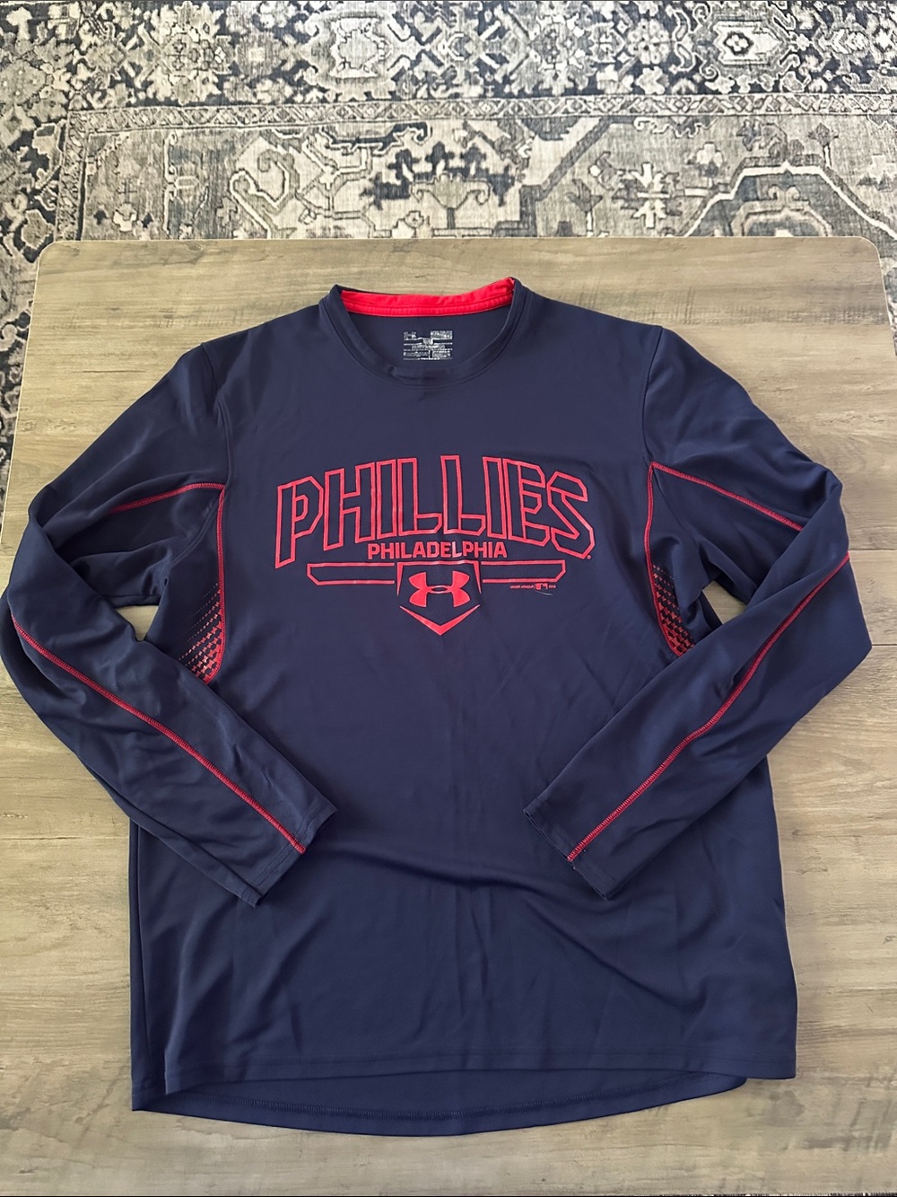 Under Armour Navy and Red Philadelphia Phillies Long Sleeve Performance Tee